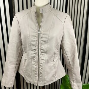 Baccini Women's Light Beige Leather Jacket, Sz M